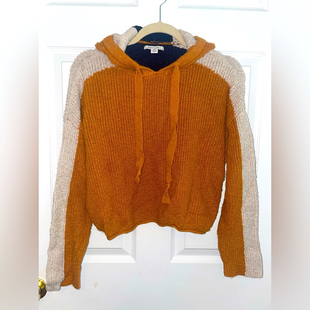 American Eagle Outfitters Orange and Cream Hoodie